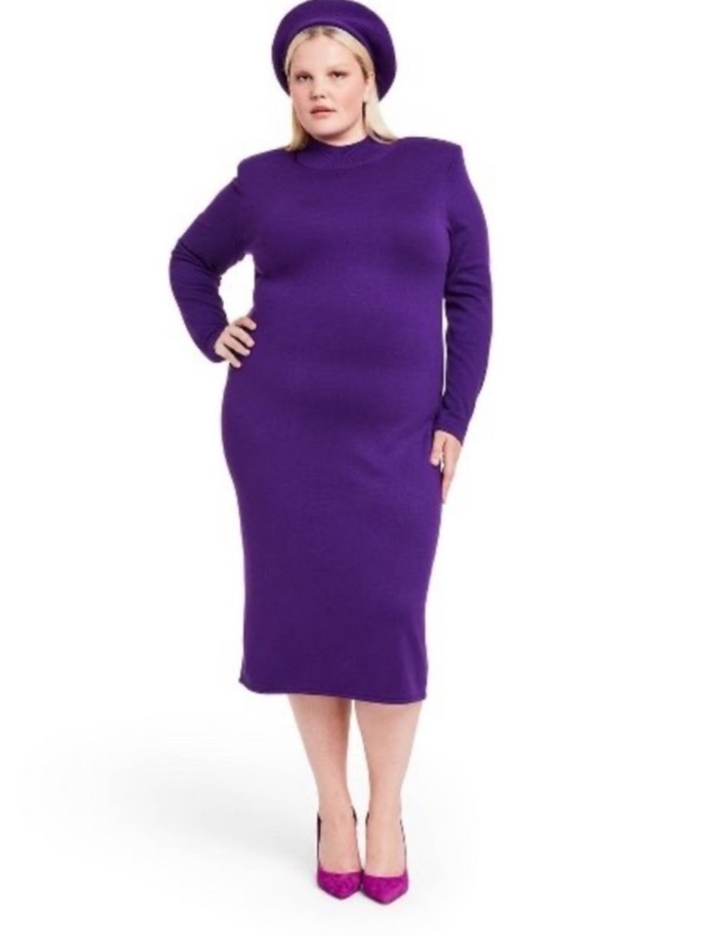 Sergio Hudson Target Purple Ribbed Neck Maxi Sweater Dress 3X